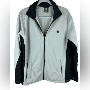 Timberland men’s beige and black full zip light weight terry jacket Medium